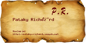 Pataky Richárd névjegykártya