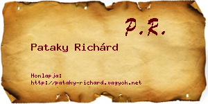 Pataky Richárd névjegykártya